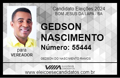 Candidato GEDSON NASCIMENTO 2024 - BOM JESUS DA LAPA - Eleições