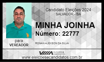 Candidato RONAN MINHA JOINHA 2024 - SALVADOR - Eleições