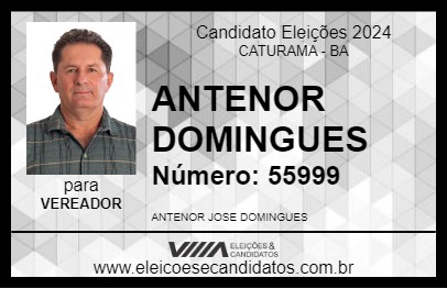 Candidato ANTENOR DOMINGUES 2024 - CATURAMA - Eleições