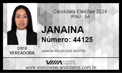 Candidato JANAINA 2024 - IPIAÚ - Eleições