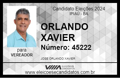 Candidato ORLANDO XAVIER 2024 - IPIAÚ - Eleições