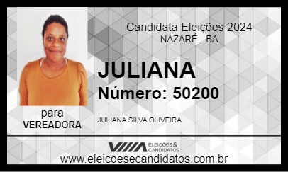 Candidato JULIANA 2024 - NAZARÉ - Eleições