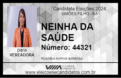 Candidato NEINHA DA SAÚDE 2024 - SIMÕES FILHO - Eleições