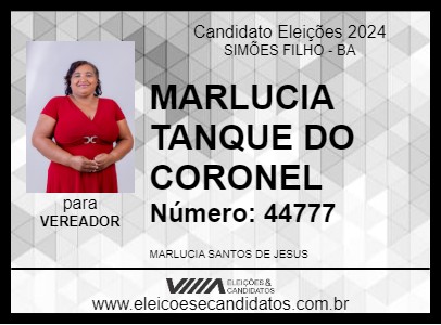 Candidato MARLUCIA TANQUE DO CORONEL 2024 - SIMÕES FILHO - Eleições