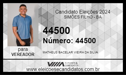 Candidato MATHEUS BACELAR 2024 - SIMÕES FILHO - Eleições