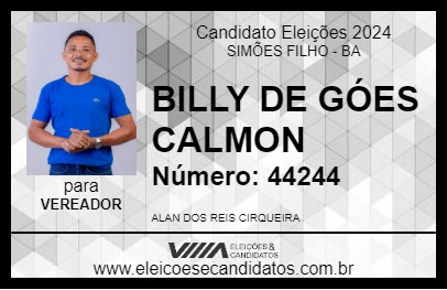 Candidato BILLY DE GÓES CALMON 2024 - SIMÕES FILHO - Eleições