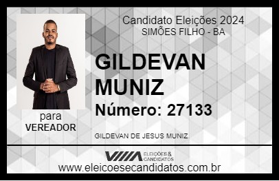 Candidato GILDEVAN MUNIZ 2024 - SIMÕES FILHO - Eleições