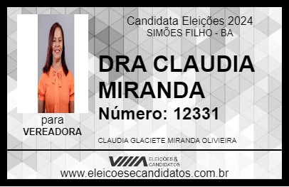 Candidato DRA CLAUDIA MIRANDA 2024 - SIMÕES FILHO - Eleições