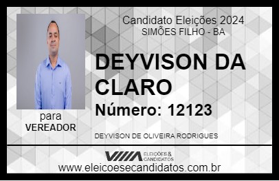 Candidato DEYVISON DA CLARO 2024 - SIMÕES FILHO - Eleições