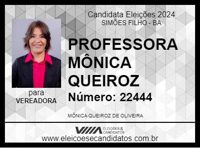 Candidato PROFESSORA MÔNICA QUEIROZ 2024 - SIMÕES FILHO - Eleições