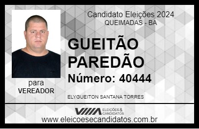 Candidato GUEITÃO PAREDÃO 2024 - QUEIMADAS - Eleições