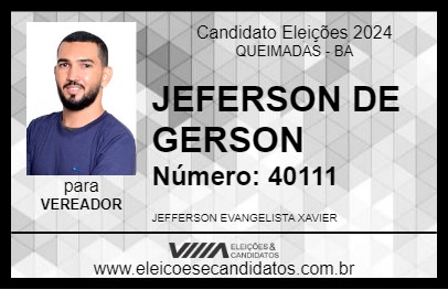 Candidato JEFERSON DE GERSON 2024 - QUEIMADAS - Eleições