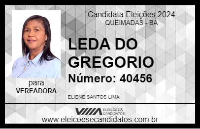 Candidato LEDA DO GREGORIO 2024 - QUEIMADAS - Eleições