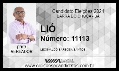 Candidato LIÓ 2024 - BARRA DO CHOÇA - Eleições