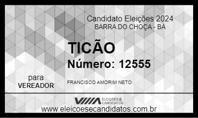 Candidato TICÃO 2024 - BARRA DO CHOÇA - Eleições