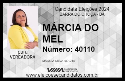 Candidato MÁRCIA DO MEL 2024 - BARRA DO CHOÇA - Eleições