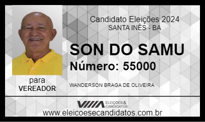 Candidato SON DO SAMU 2024 - SANTA INÊS - Eleições