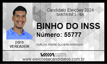 Candidato BINHO DO INSS 2024 - SANTA INÊS - Eleições