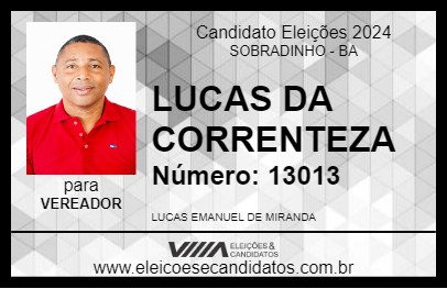 Candidato LUCAS DA CORRENTEZA 2024 - SOBRADINHO - Eleições