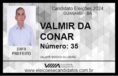 Candidato VALMIR DA CONAR 2024 - GUANAMBI - Eleições