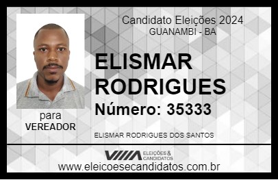 Candidato ELISMAR RODRIGUES 2024 - GUANAMBI - Eleições