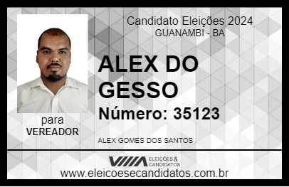 Candidato ALEX DO GESSO 2024 - GUANAMBI - Eleições