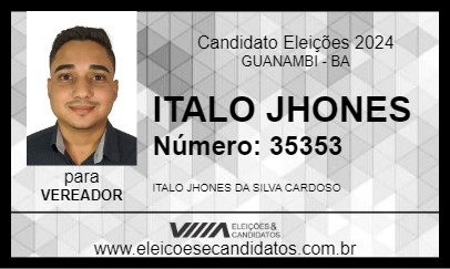 Candidato ITALO JHONES 2024 - GUANAMBI - Eleições