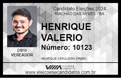 Candidato HENRIQUE VALERIO 2024 - RIACHÃO DAS NEVES - Eleições