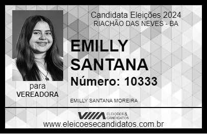 Candidato EMILLY SANTANA 2024 - RIACHÃO DAS NEVES - Eleições