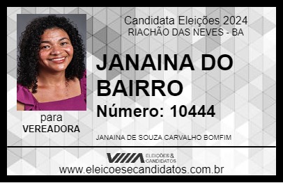 Candidato JANAINA DO BAIRRO 2024 - RIACHÃO DAS NEVES - Eleições