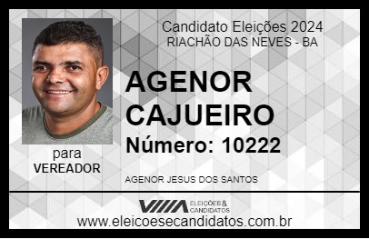 Candidato AGENOR CAJUEIRO 2024 - RIACHÃO DAS NEVES - Eleições