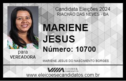 Candidato MARIENE JESUS 2024 - RIACHÃO DAS NEVES - Eleições