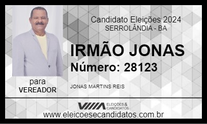 Candidato IRMÃO JONAS 2024 - SERROLÂNDIA - Eleições