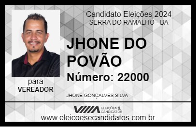 Candidato JHONE DO POVÃO 2024 - SERRA DO RAMALHO - Eleições