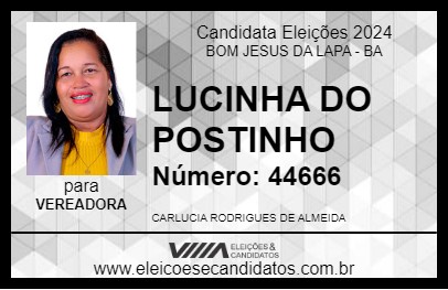 Candidato LUCINHA DO POSTINHO 2024 - BOM JESUS DA LAPA - Eleições