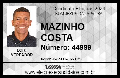 Candidato MAZINHO COSTA 2024 - BOM JESUS DA LAPA - Eleições