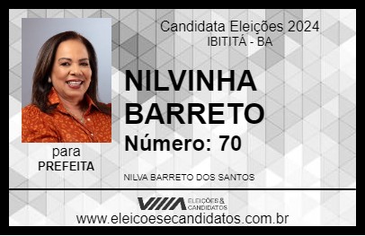 Candidato NILVINHA BARRETO 2024 - IBITITÁ - Eleições