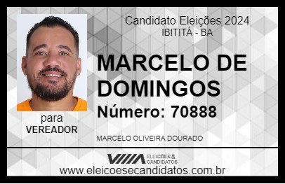 Candidato MARCELO DE DOMINGOS 2024 - IBITITÁ - Eleições