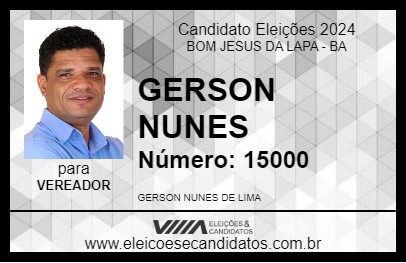 Candidato GERSON NUNES 2024 - BOM JESUS DA LAPA - Eleições