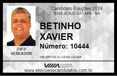 Candidato BETINHO XAVIER 2024 - BOM JESUS DA LAPA - Eleições