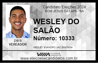 Candidato WESLEY DO SALÃO 2024 - BOM JESUS DA LAPA - Eleições