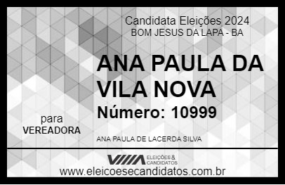 Candidato ANA PAULA DA VILA NOVA 2024 - BOM JESUS DA LAPA - Eleições