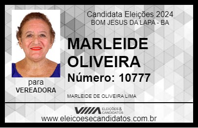 Candidato MARLEIDE OLIVEIRA 2024 - BOM JESUS DA LAPA - Eleições