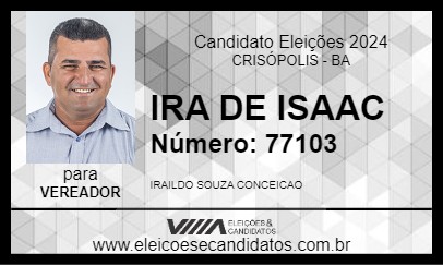 Candidato IRA DE ISAAC 2024 - CRISÓPOLIS - Eleições