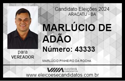 Candidato MARLÚCIO DE ADÃO 2024 - ARACATU - Eleições