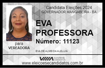 Candidato EVA PROFESSORA 2024 - GOVERNADOR MANGABEIRA - Eleições