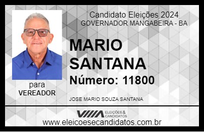 Candidato MARIO SANTANA 2024 - GOVERNADOR MANGABEIRA - Eleições