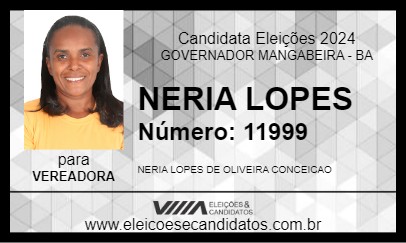 Candidato NERIA LOPES 2024 - GOVERNADOR MANGABEIRA - Eleições