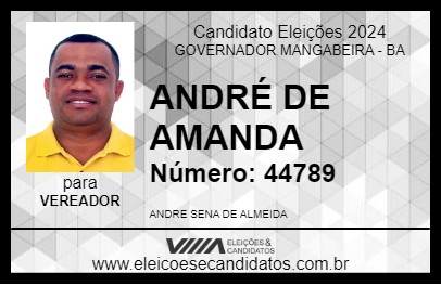 Candidato ANDRÉ DE AMANDA 2024 - GOVERNADOR MANGABEIRA - Eleições