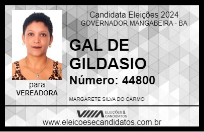 Candidato GAL DE GILDASIO 2024 - GOVERNADOR MANGABEIRA - Eleições